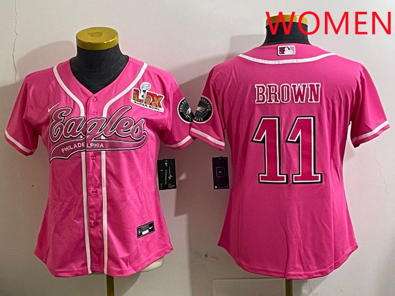 Women Philadelphia Eagles #11 Brown Pink Jointly Name 2025 Nike Limited NFL Jersey style 2->women nfl jersey->Women Jersey